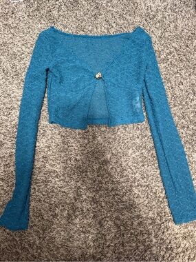Missguided + Teal Cropped Knit Top